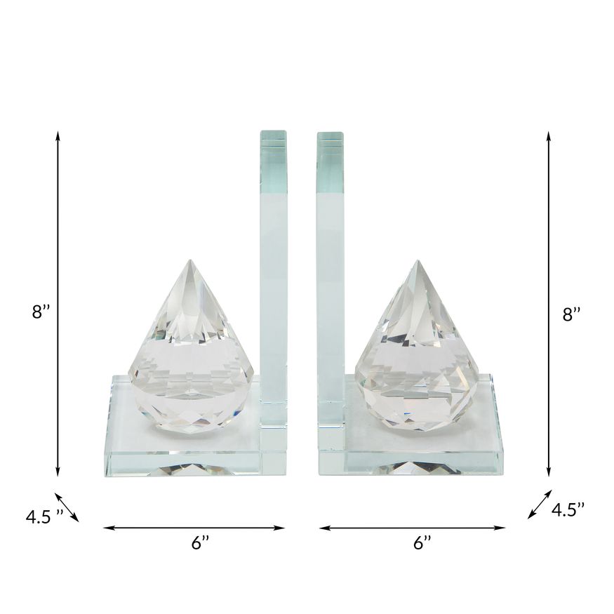 Sagebrook - Crystal Teardrop Bookends (Set Of 2)