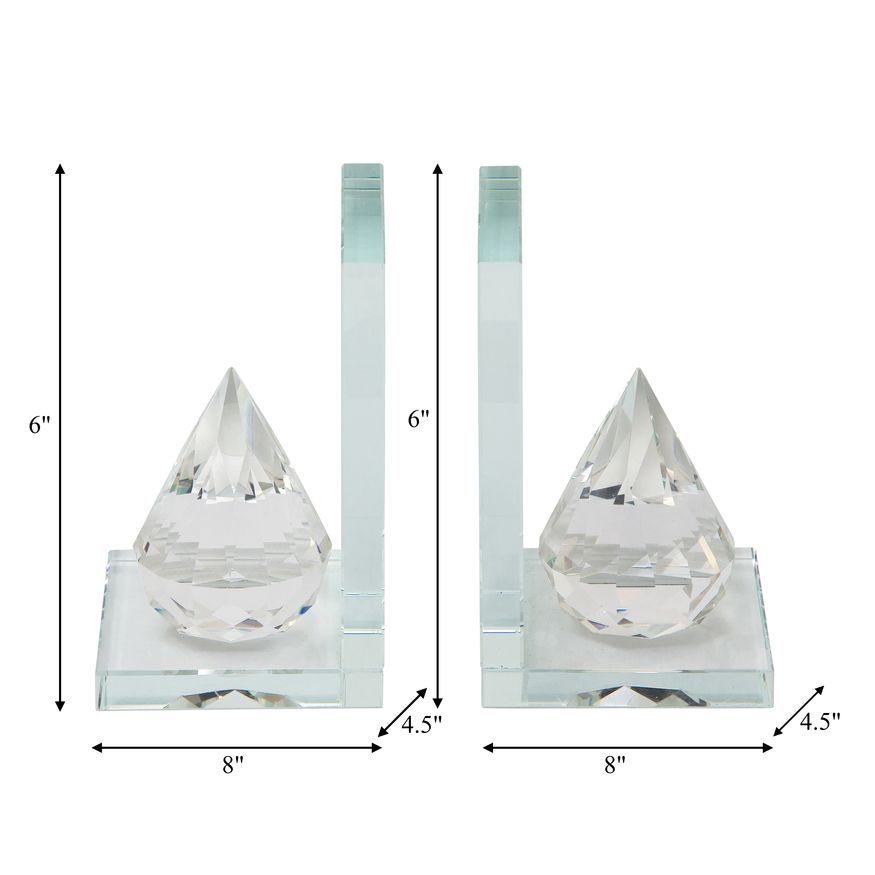 Sagebrook - Crystal Teardrop Bookends (Set Of 2)