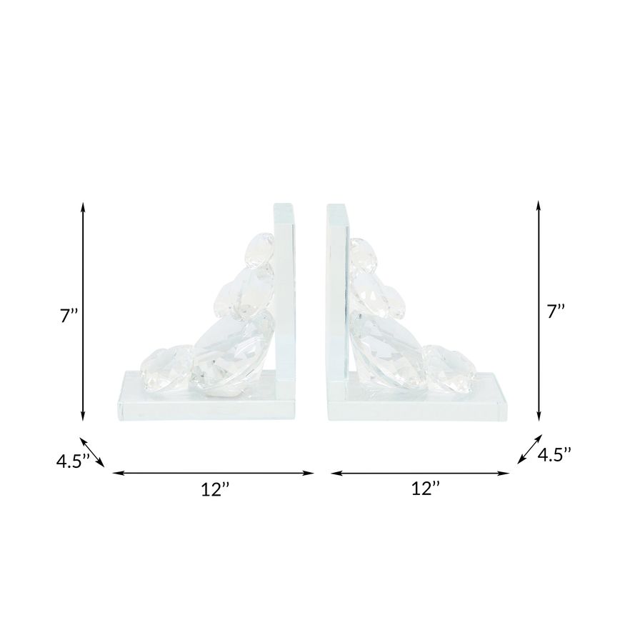 Sagebrook - Crystal Diamond Bookends (Set Of 2)