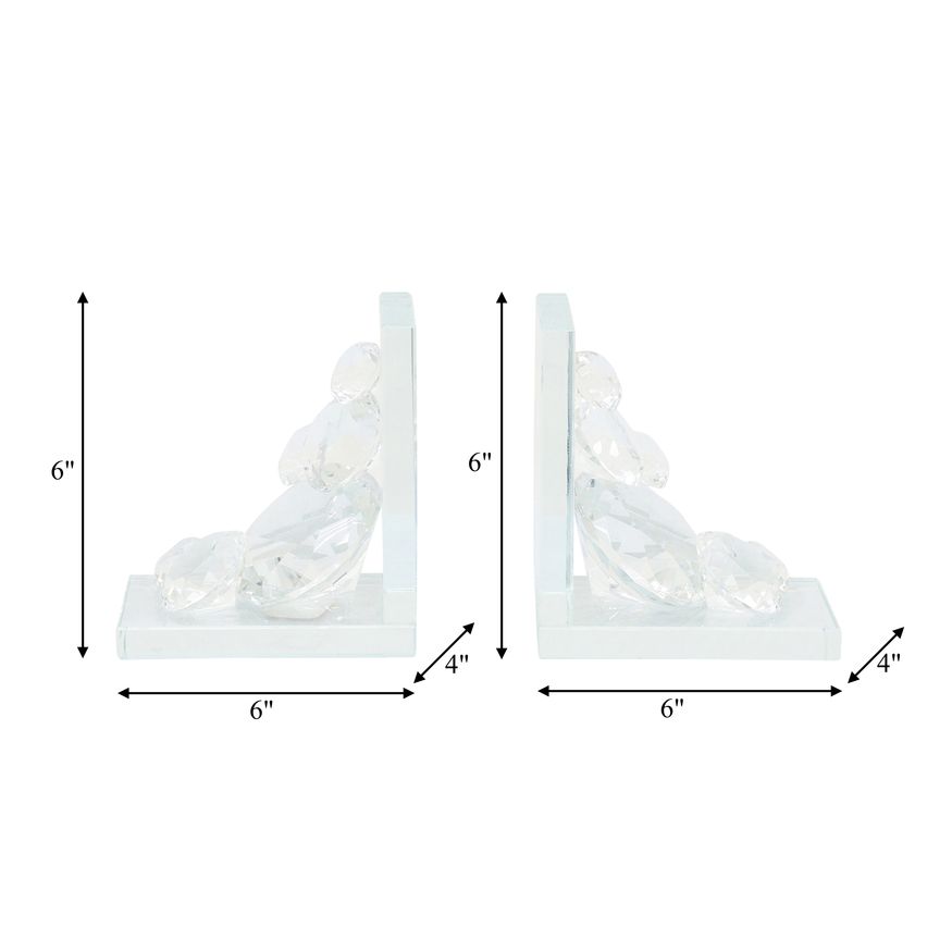 Sagebrook - Crystal Diamond Bookends (Set Of 2)