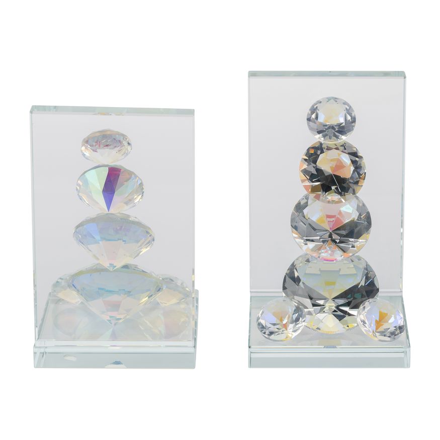 Sagebrook - Crystal Diamond Bookends (Set Of 2) in Rainbow