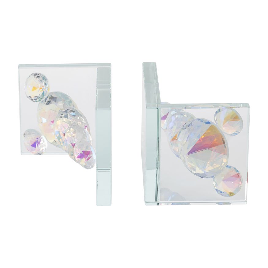 Sagebrook - Crystal Diamond Bookends (Set Of 2) in Rainbow