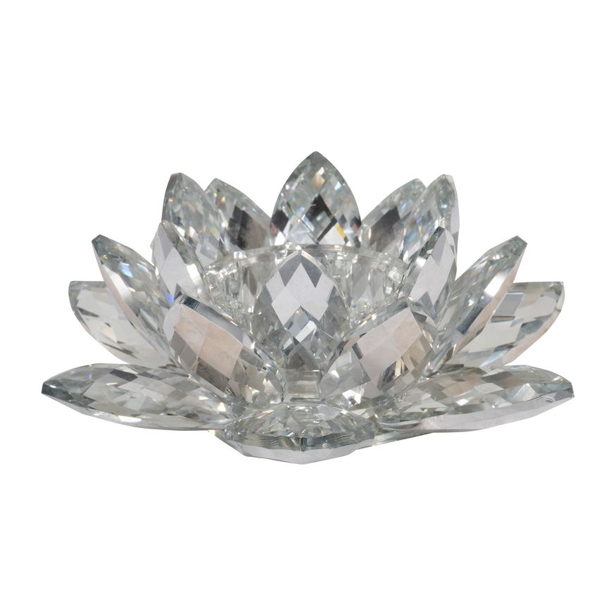 Sagebrook 8.25" Crystal Lotus Candle Holder