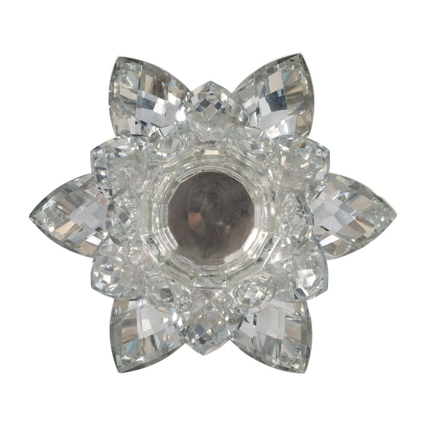 Sagebrook 8.25" Crystal Lotus Candle Holder - Silver