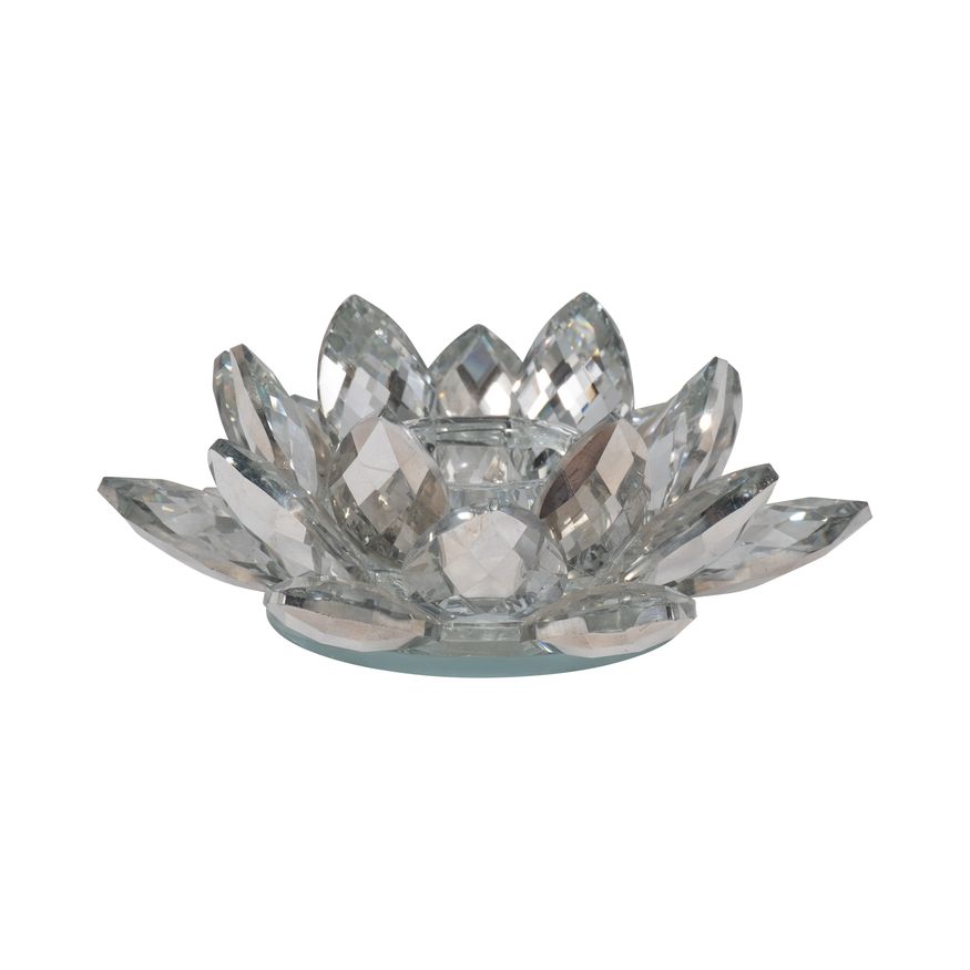 Sagebrook 8.25" Crystal Lotus Candle Holder