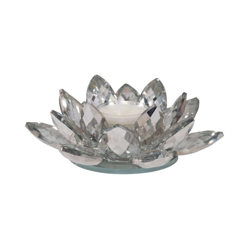 Sagebrook 6" Crystal Votive Candle Holder - Silver