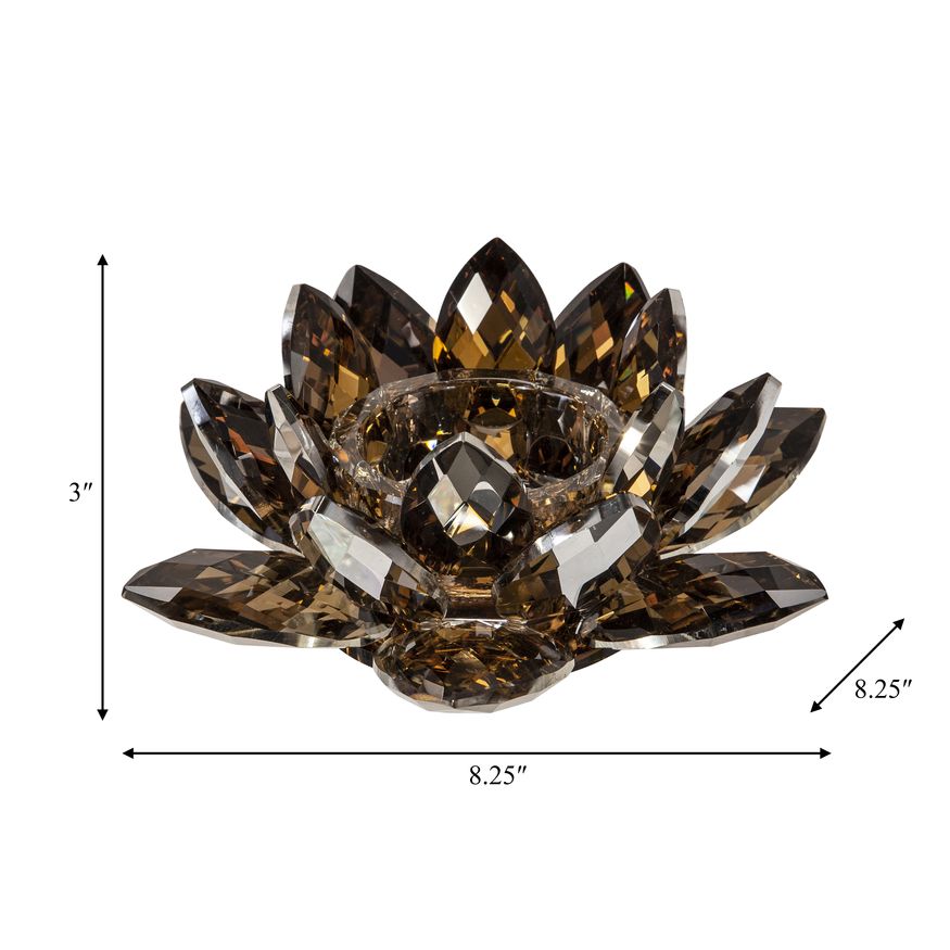 Sagebrook 8.25" Crystal Lotus Votive Holder - Amber