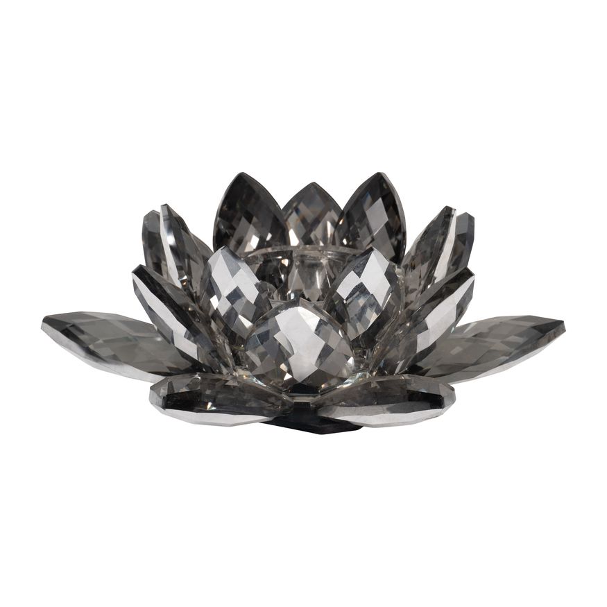 Sagebrook 8.25" Crystal Lotus Candle Holder