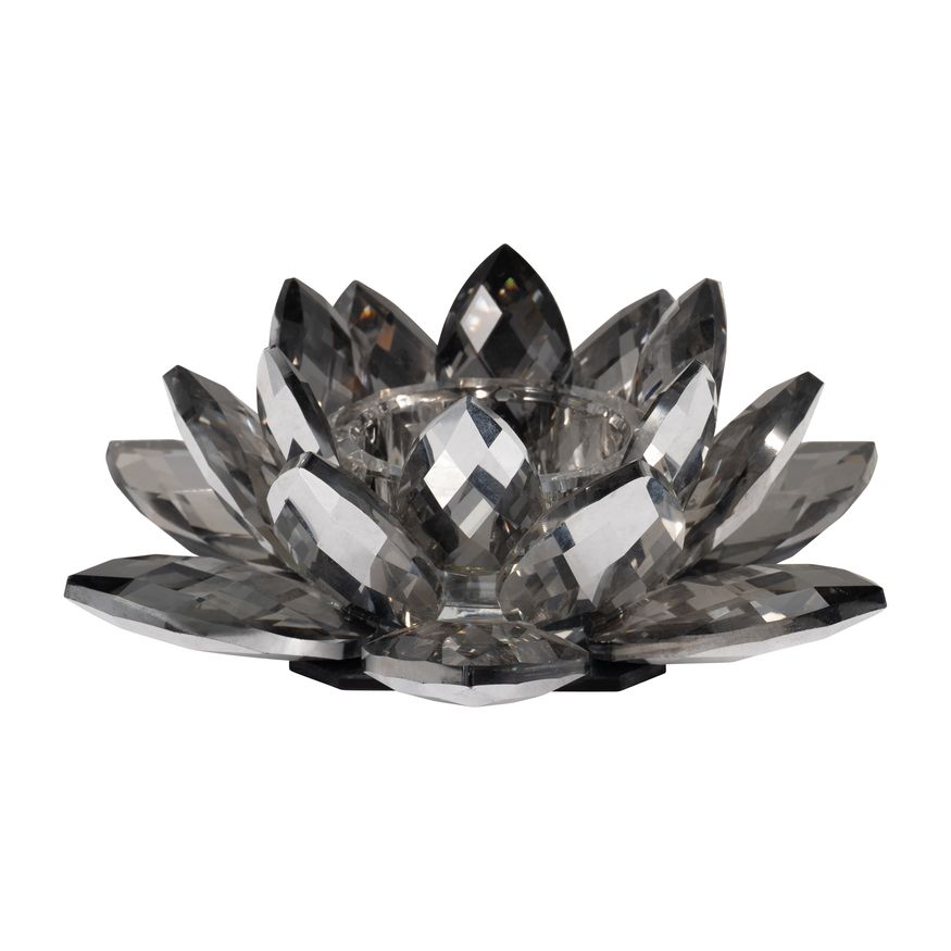 Sagebrook 8.25" Crystal Lotus Votive Holder - Black