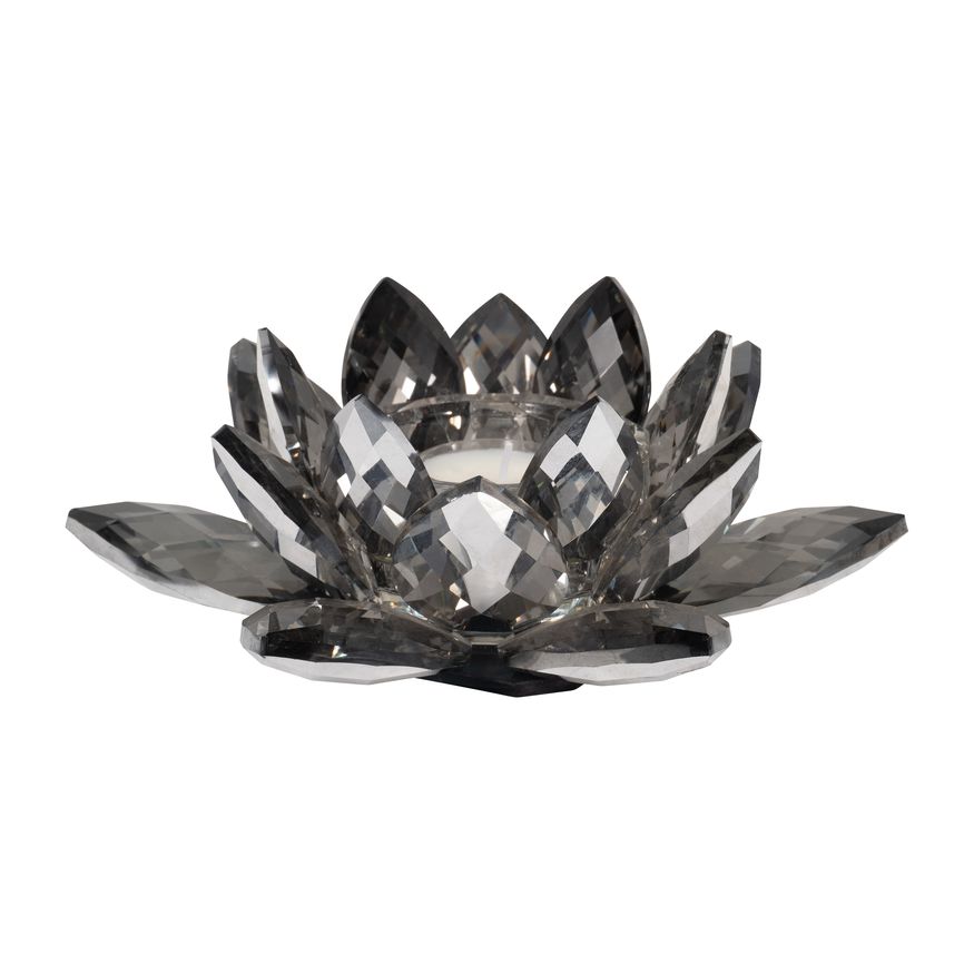 Sagebrook 8.25" Crystal Lotus Votive Holder - Black