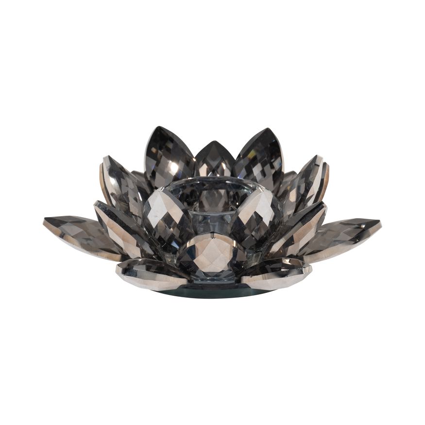 Sagebrook 8.25" Crystal Lotus Candle Holder