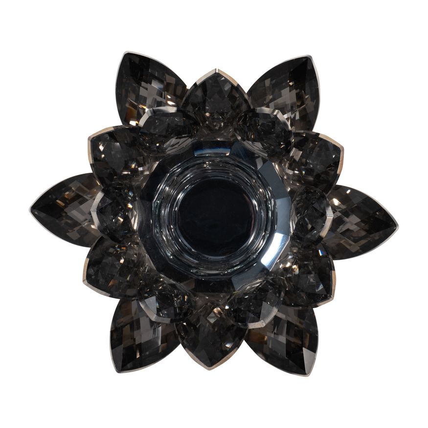 Sagebrook 6" Crystal Lotus Votive Holder - Black