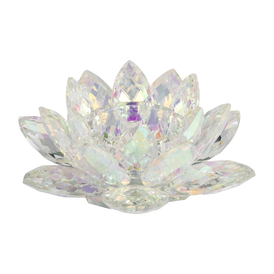 Sagebrook 8.25" Crystal Lotus Candle Holder