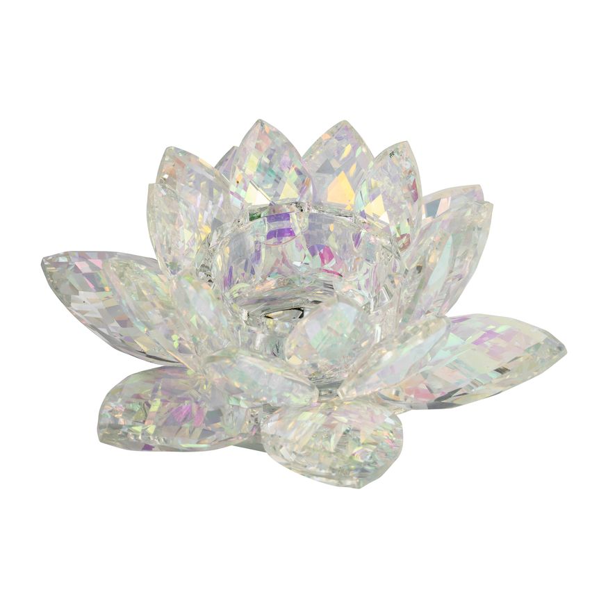 Sagebrook 8.25" Crystal Lotus Votive Holder - Rainbow