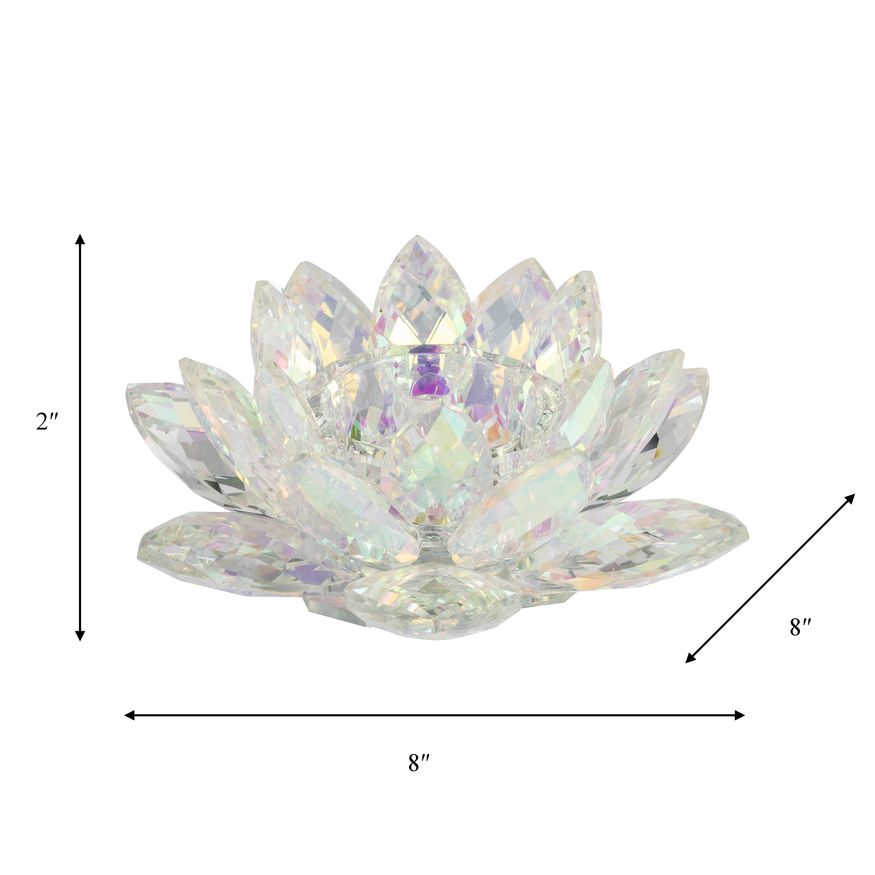 Sagebrook 8.25" Crystal Lotus Votive Holder - Rainbow