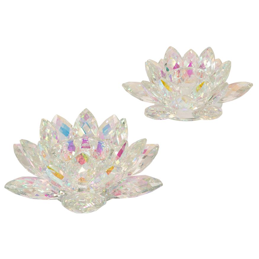 Sagebrook 8.25" Crystal Lotus Candle Holder