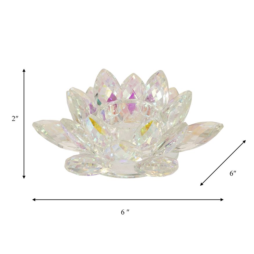 Sagebrook 6" Crystal Lotus Votive Holder - Rainbow