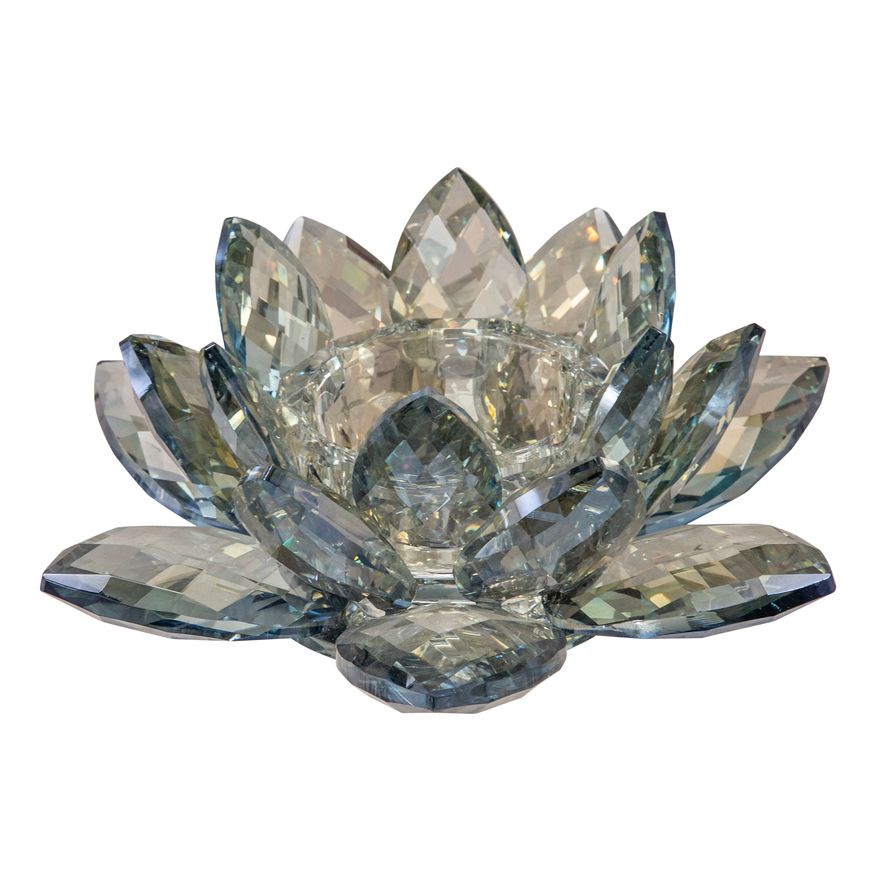 Sagebrook 8.25" Crystal Lotus Candle Holder