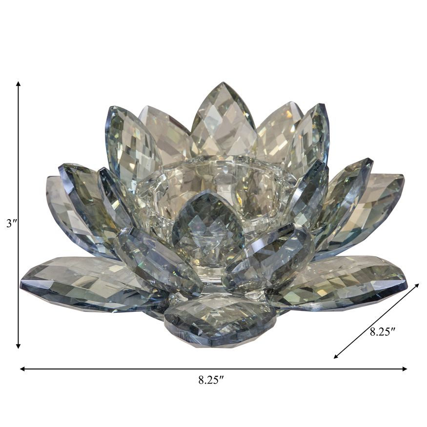 Sagebrook 8.25" Crystal Lotus Votive Holder - Blue