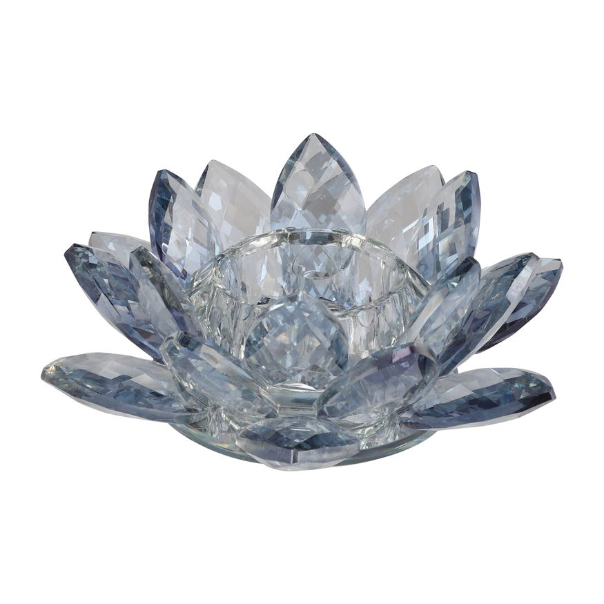 Sagebrook 8.25" Crystal Lotus Candle Holder