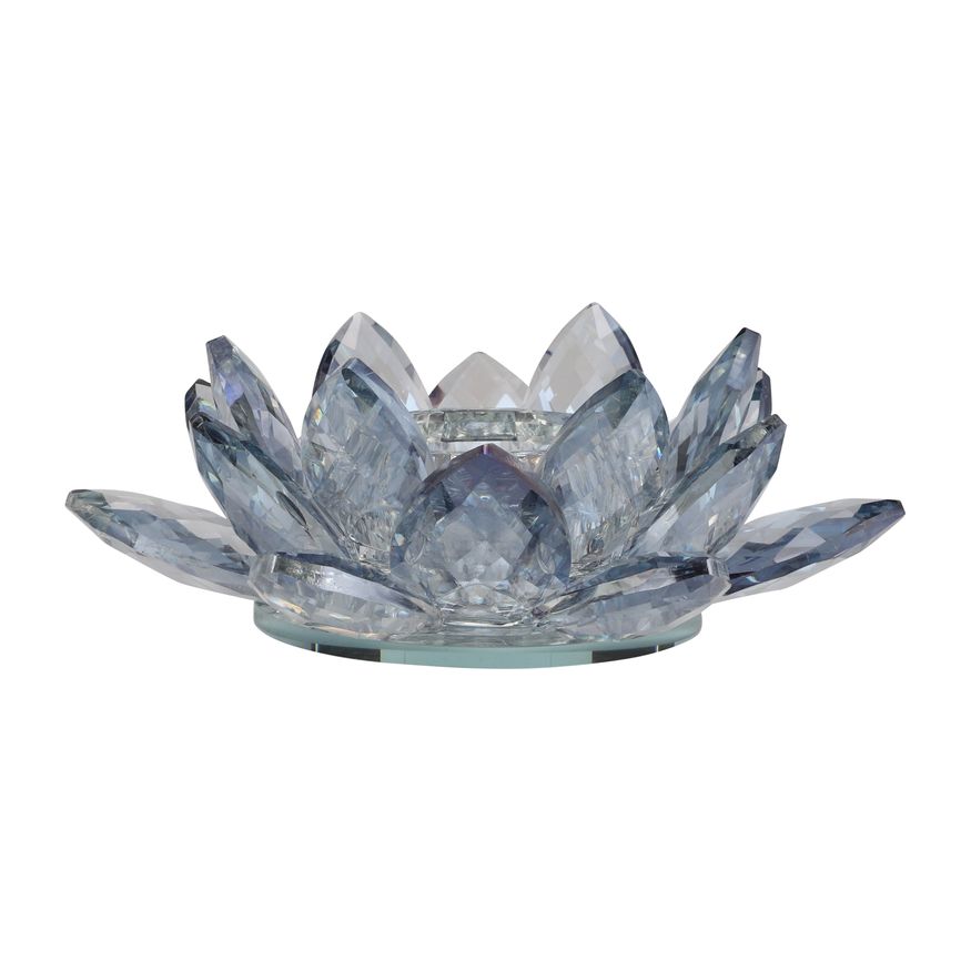 Sagebrook 6" Crystal Lotus Votive Holder - Blue