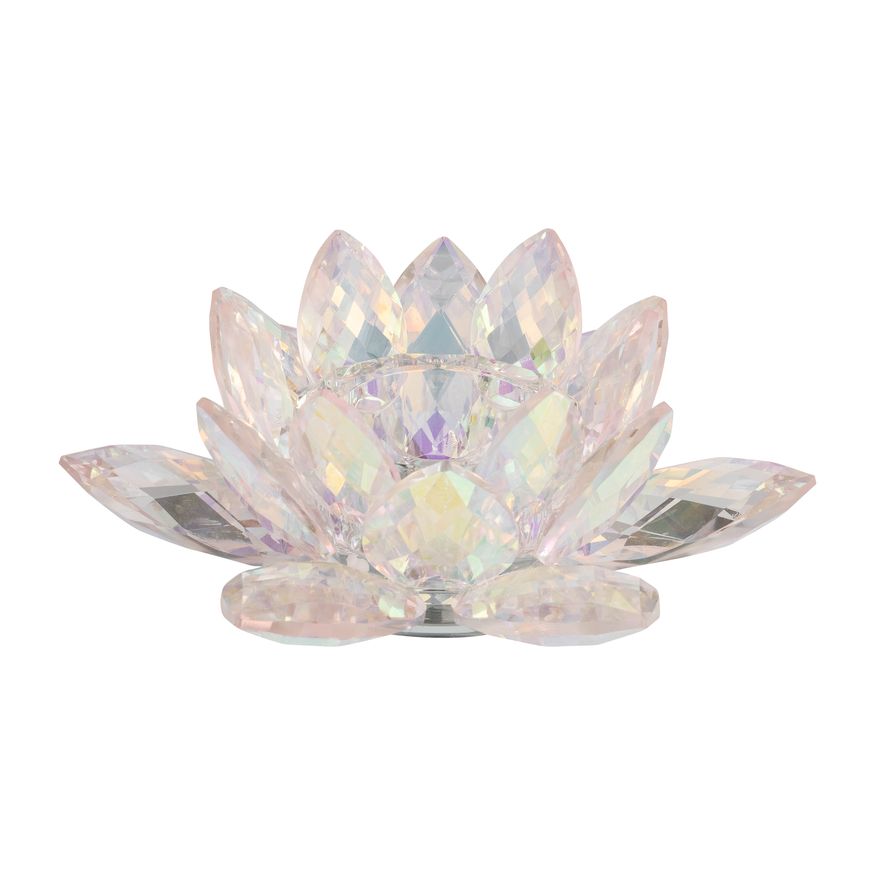 Sagebrook 8.25" Crystal Lotus Candle Holder