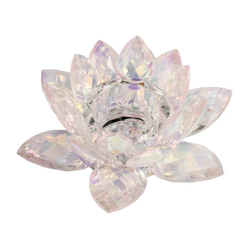 Sagebrook 8.25" Crystal Lotus Votive Holder - Blush