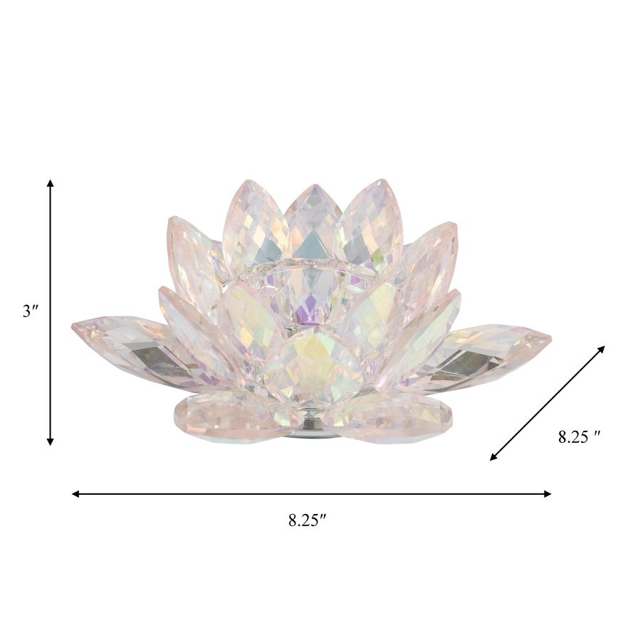 Sagebrook 8.25" Crystal Lotus Votive Holder - Blush