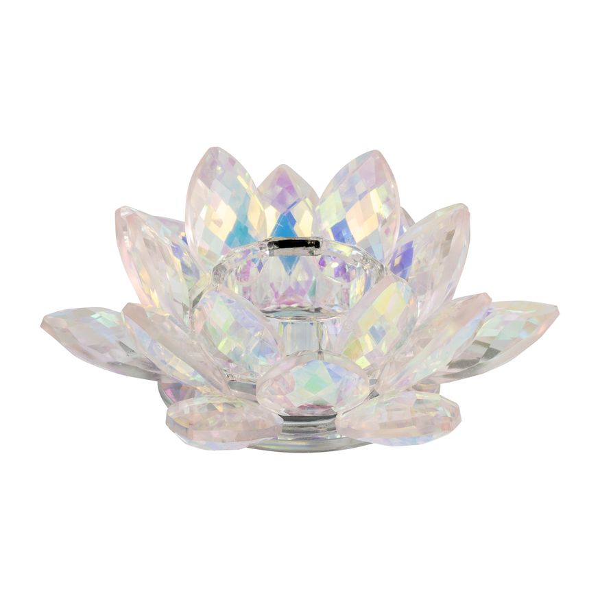 Sagebrook 8.25" Crystal Lotus Candle Holder