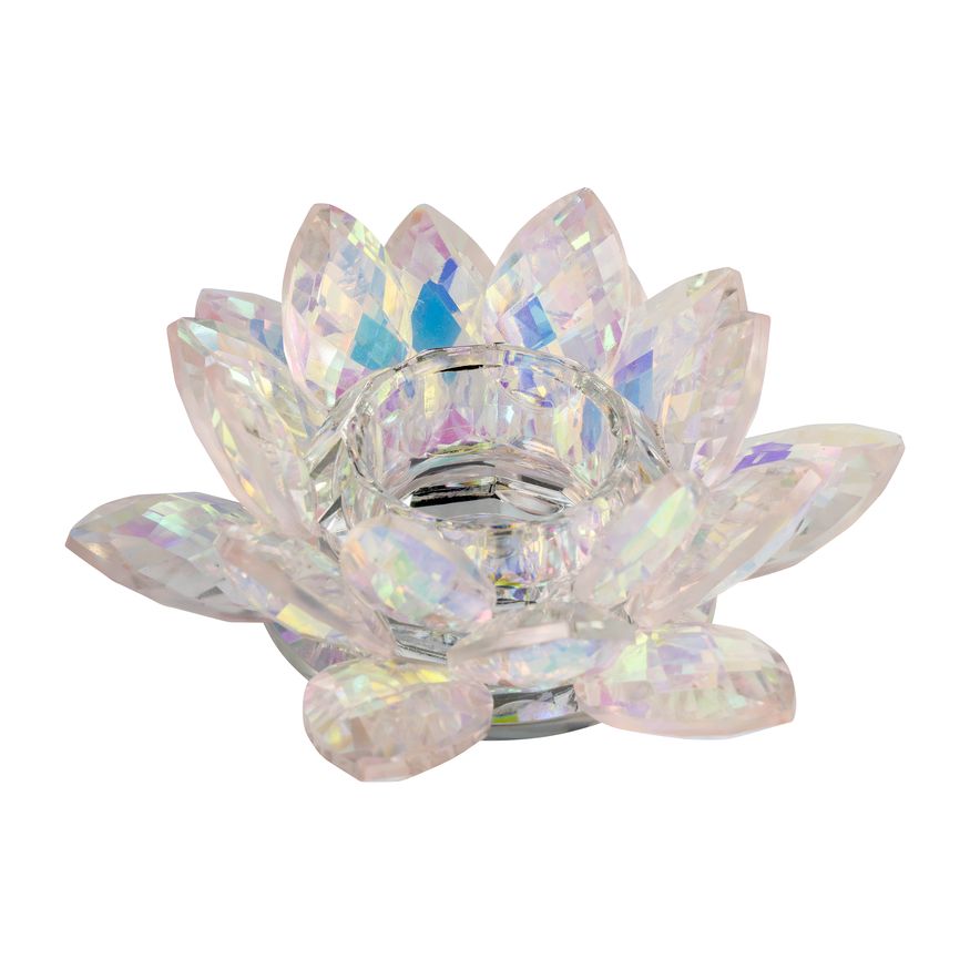 Sagebrook 6" Crystal Lotus Votive Holder - Blush