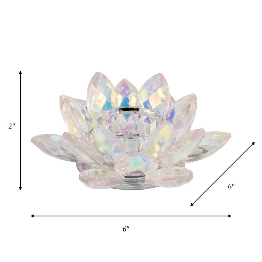 Sagebrook 6" Crystal Lotus Votive Holder - Blush