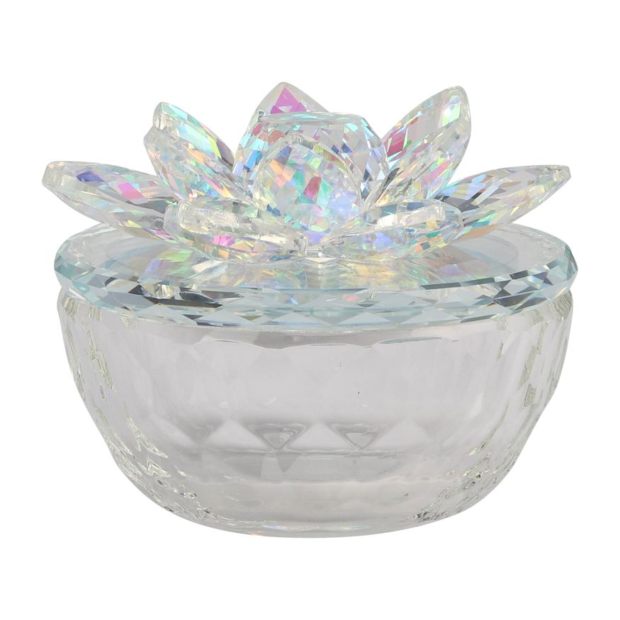 Sagebrook Glass Trinket Box Clear With Rainbow