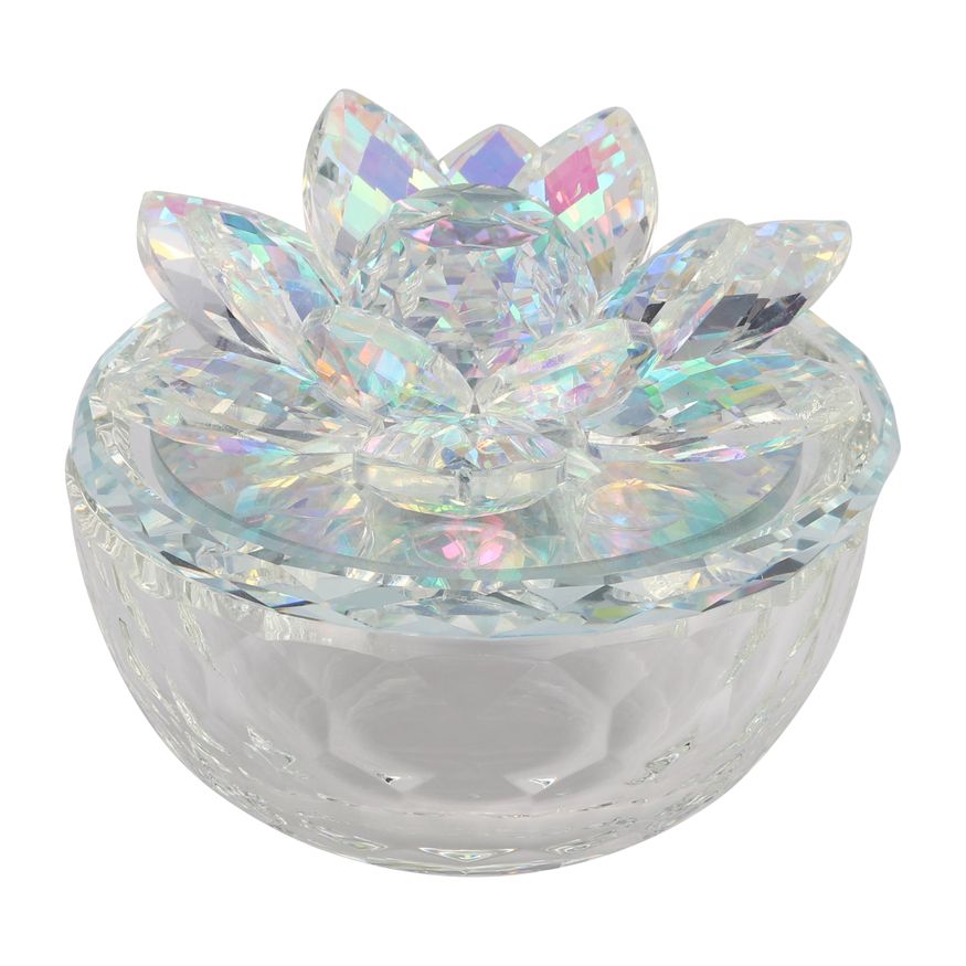 Sagebrook Glass Trinket Box Clear With Rainbow