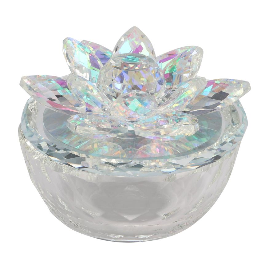 Sagebrook Glass Trinket Box Clear With Rainbow