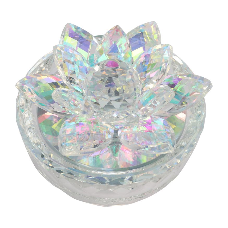 Sagebrook Glass Trinket Box Clear With Rainbow