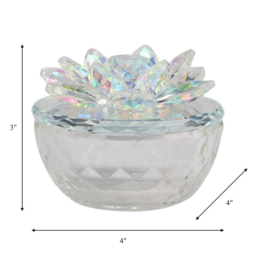 Sagebrook Glass Trinket Box Clear With Rainbow