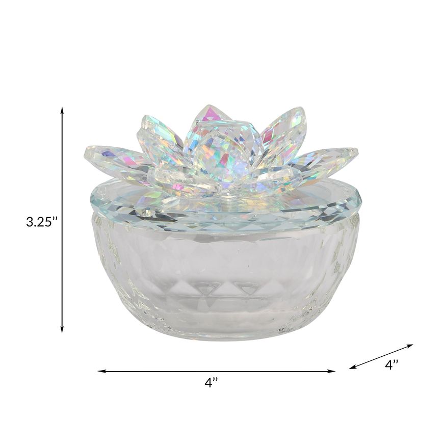 Sagebrook Glass Trinket Box Clear With Rainbow