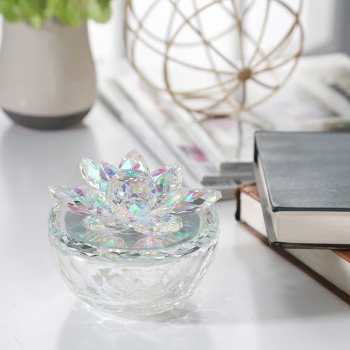 Sagebrook Glass Trinket Box Clear With Rainbow