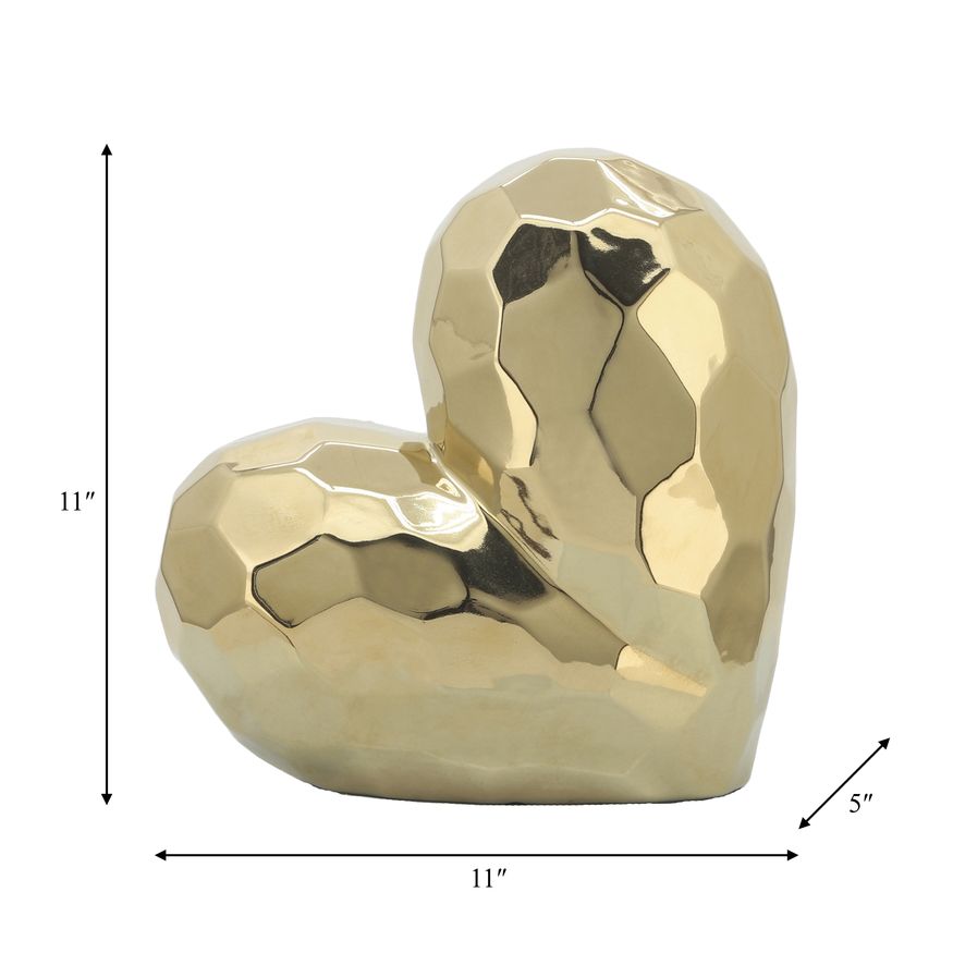 Sagebrook 11" Ceramic Heart - Gold