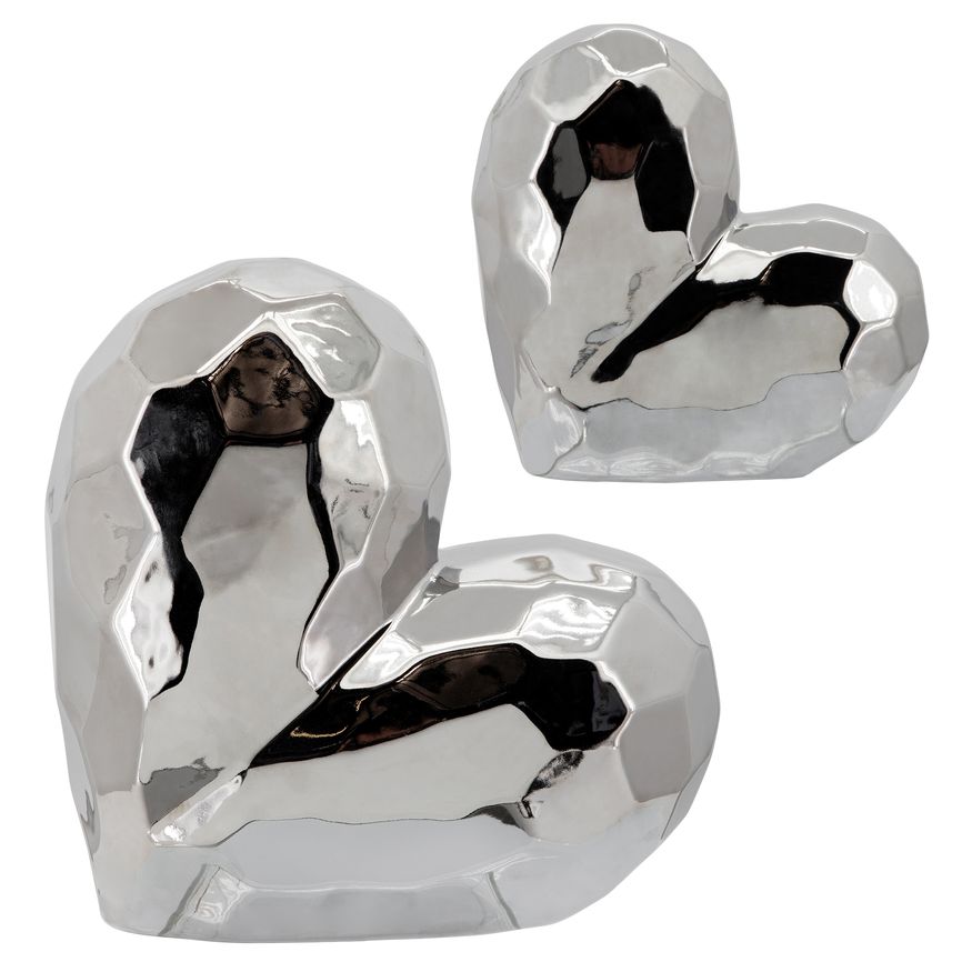 Sagebrook 11" Ceramic Heart - Silver