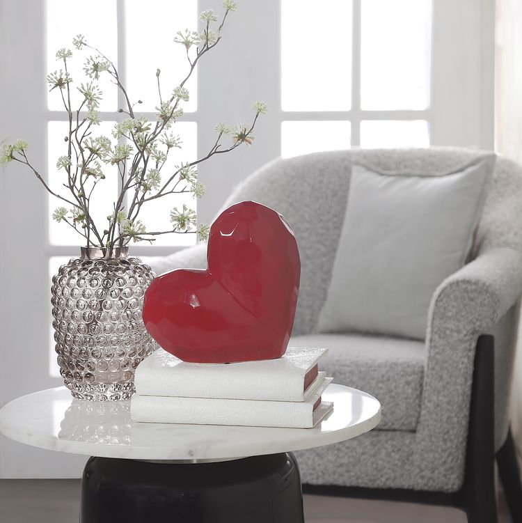 Sagebrook 8" Heart Table Decor - Red