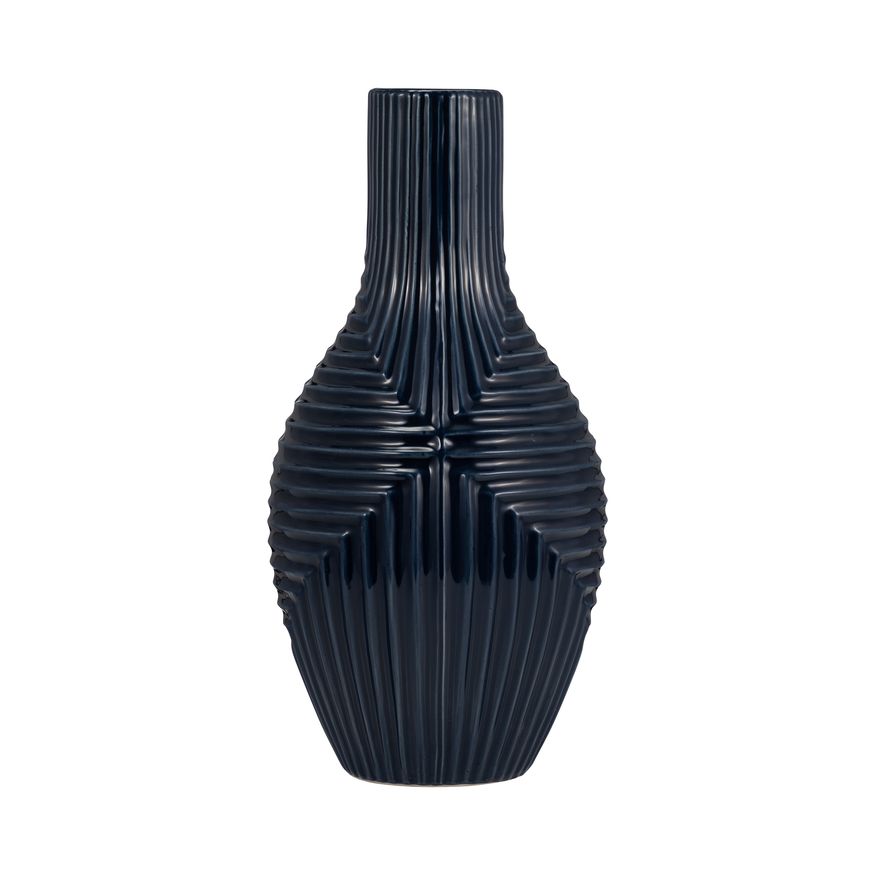 Sagebrook 16" Ceramic Tribal Vase - Navy Blue