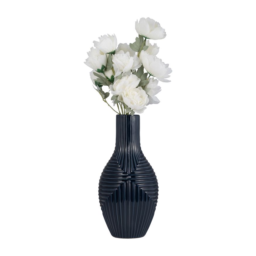 Sagebrook 16" Ceramic Tribal Vase - Navy Blue