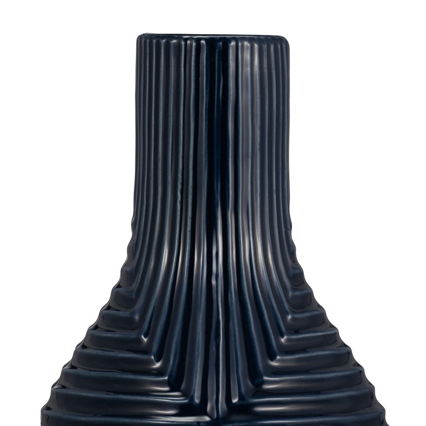 Sagebrook 16" Ceramic Tribal Vase - Navy Blue