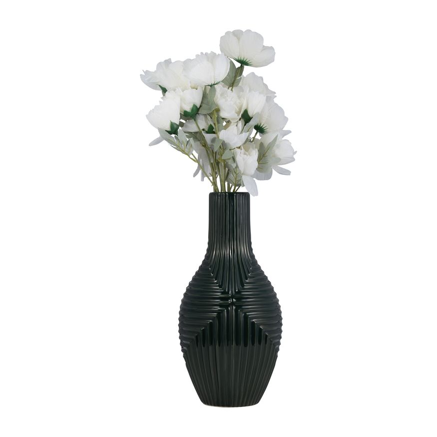 Sagebrook 16" Ceramic Tribal Vase - Forest Green