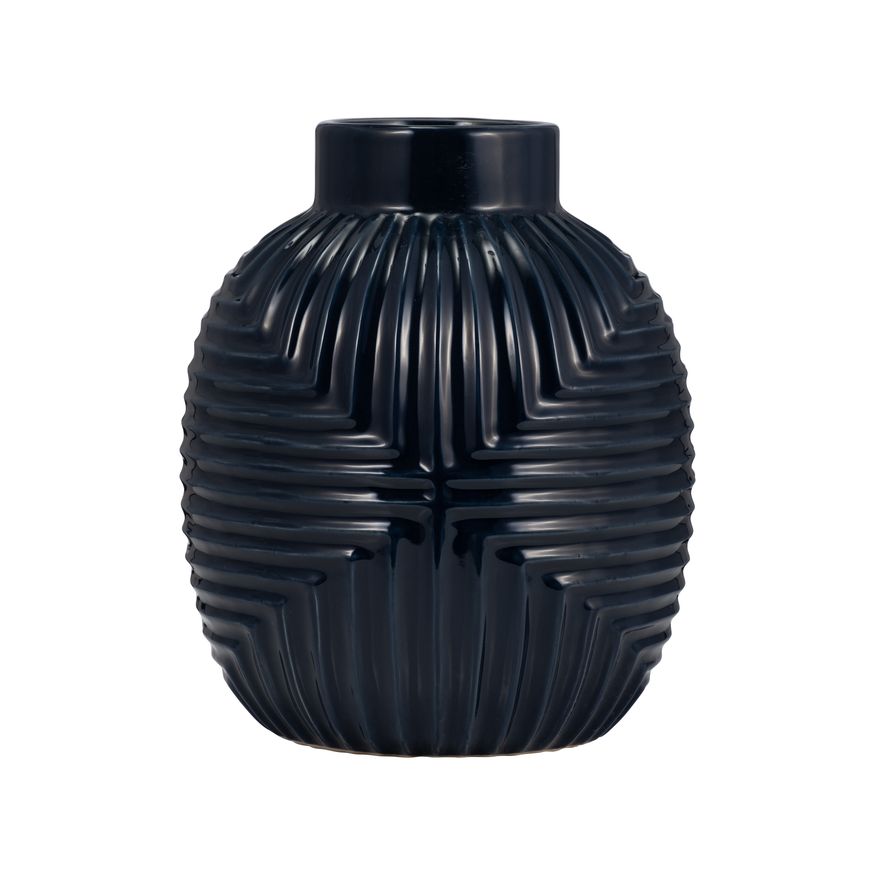 Sagebrook 11" Ceramic Tribal Vase - Navy Blue