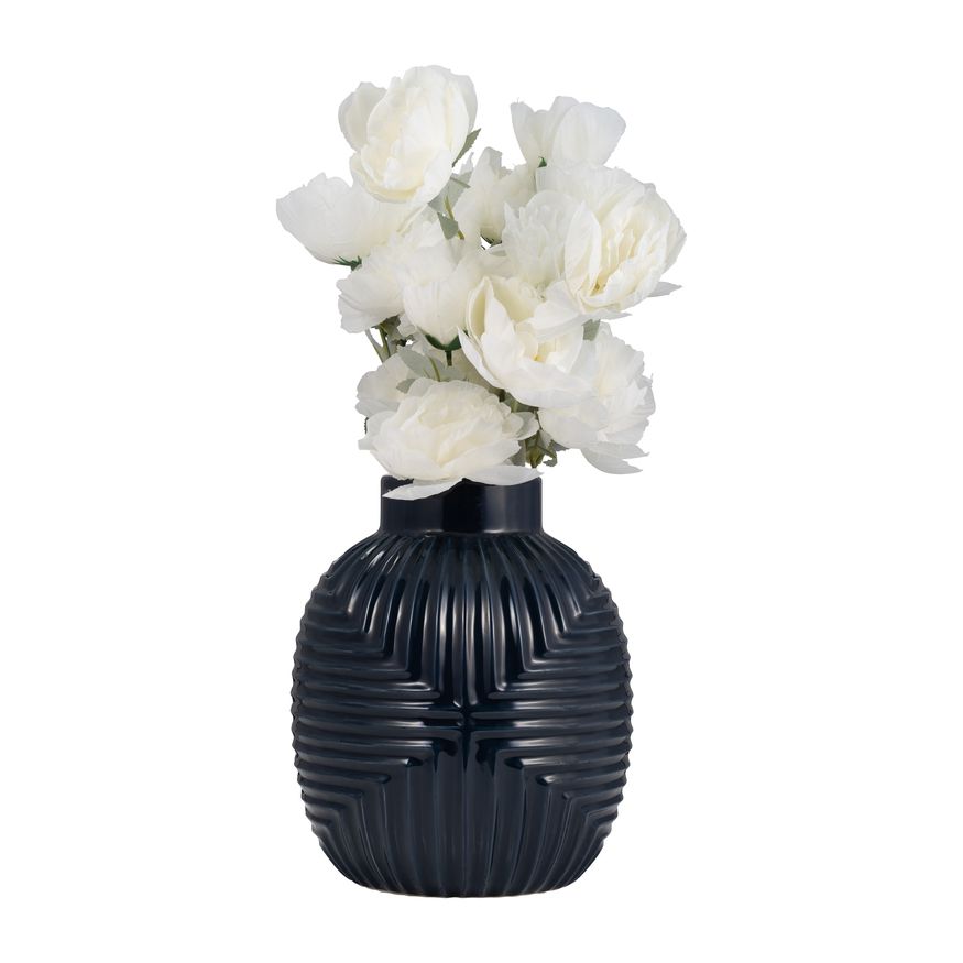 Sagebrook 11" Ceramic Tribal Vase - Navy Blue