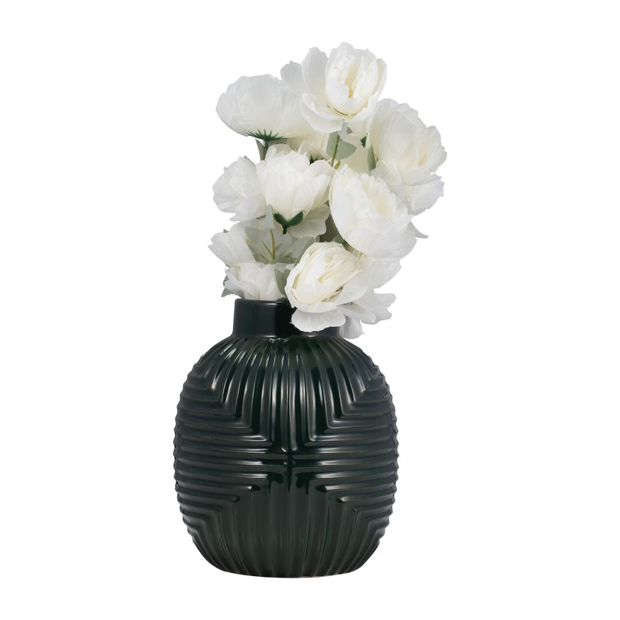 Sagebrook 11" Ceramic Tribal Vase - Forest Green