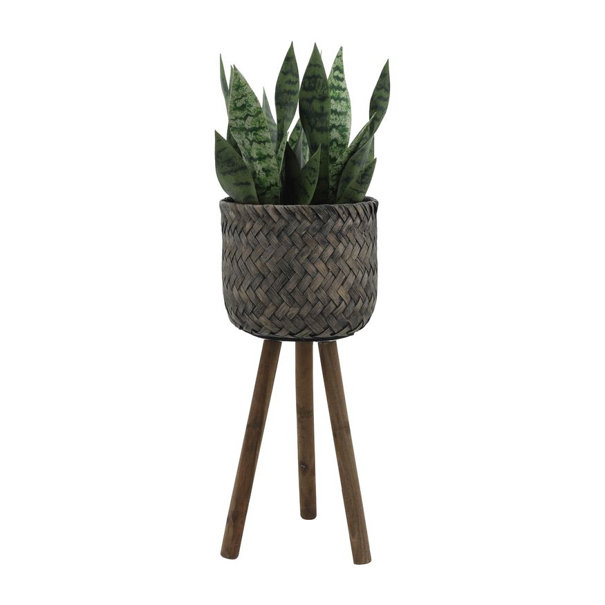 Sagebrook™ Bamboo Planters On Stands (Set Of 2) - Brown/Black