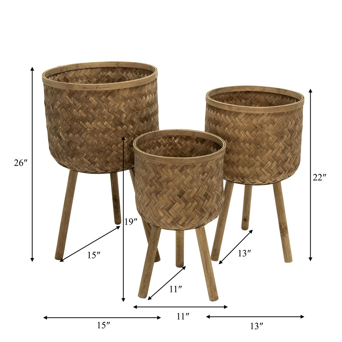 Sagebrook™ Bamboo Planters (Set Of 3) - Brown